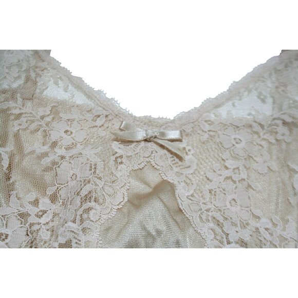 VTG Kayser Lingerie Size 36 Beige Lace Bodysuit Made in USA Romantic Glam Teddy - Picture 6 of 7